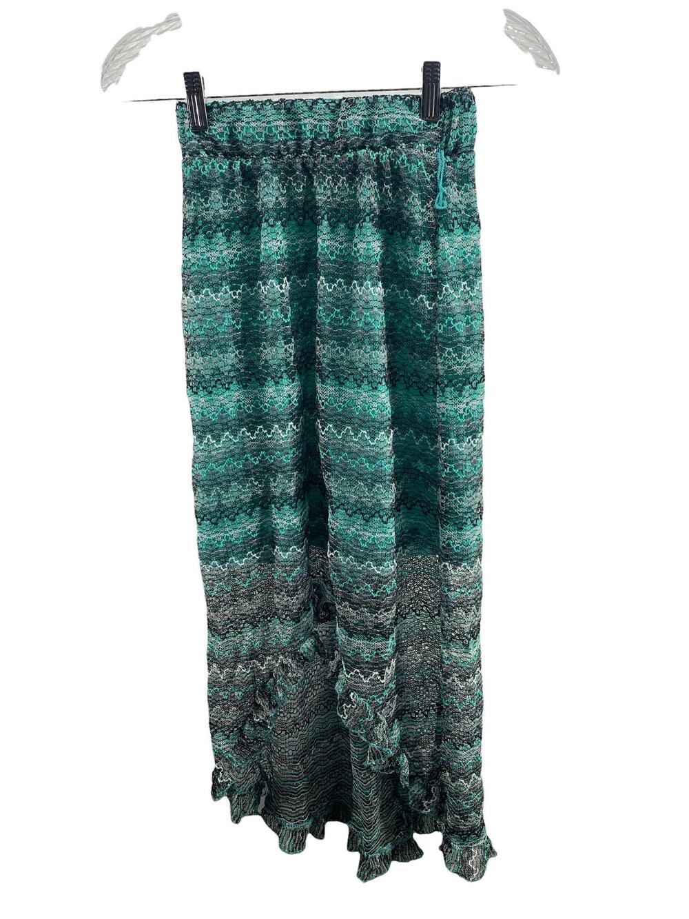 Xhilaration Blue Gray Chevron Striped Knit High Low Skirt Junior's Size XS (1)